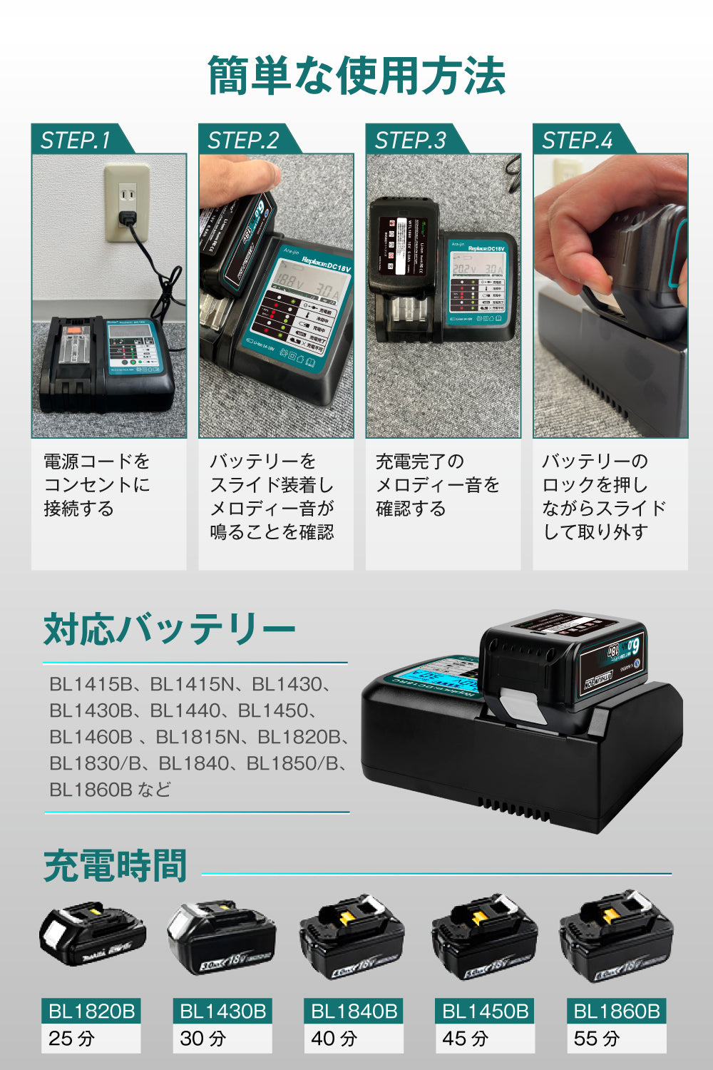 嵐神 MAKITA MKT マキタ 互換充電器 DC18V